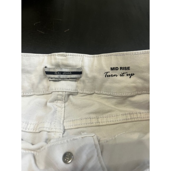 DEAL JEANS White Mid Rise Skinny Jeans Floral Cuff Women's Small - Picture 3 of 11